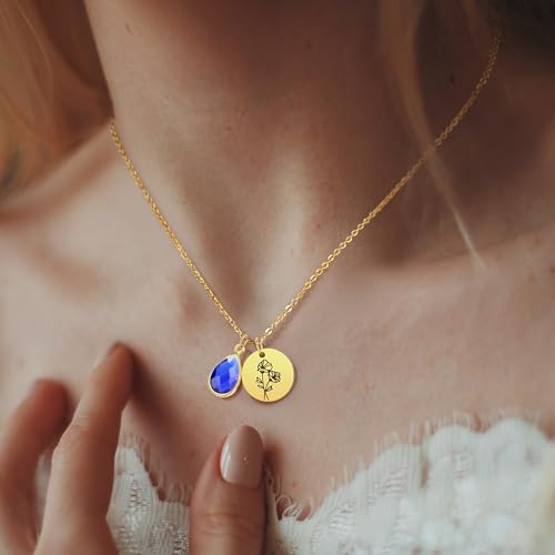 JoycuFF Birthday Gifts for Girls, Birthday Gifts for Her Birth Month Flower Birthstone Necklace 8 9 10 Year Old Happy Birthday Gifts for Girls2