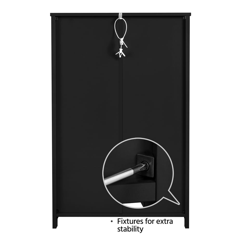 Yaheetech Badezimmerschrank, Unterschränke Beistellschrank, Badschrank mit 3 Schubladen und 1 Tür, verstellbare Regalebene, Wohnzimmer/Küche/Flur, Schwarz