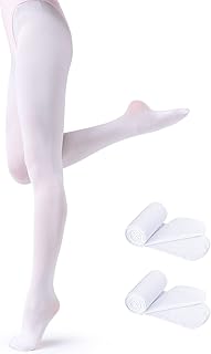 Ballet Tights Girls Dance Tights Ultra Soft Stretch Footed Tights 90 Denier for Women/Girls/Kids/Toddler Pink Black White
