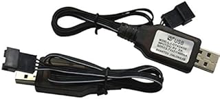 Blomiky 2 Pack 7.4V / 2 x 3.7V 400mA USB Charger Cable with SM-4P 4 pin Plug for Old Version UDI001 UDI008 UDI009 and HJ808 RC Boat Battery UDI001 USB 2