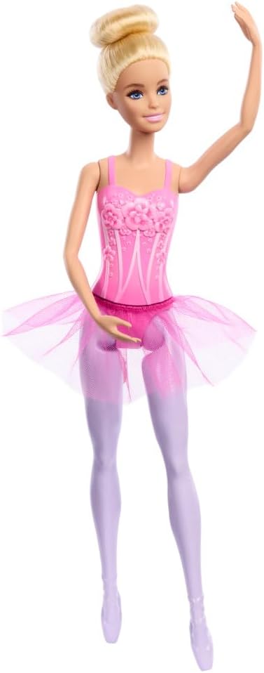 Barbie Ballerina Doll, Blonde Fashion Doll Wearing Purple Removable Tutu, Posed with Ballet Arms & โen Pointeโ Toe Shoes, HRG34