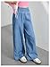 GORGLITTER Girl's Wide Leg Jeans Smocked High Waist Loose Denim Pants Light Wash 12Y