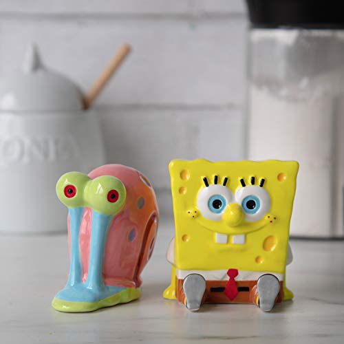 Spongebob Squarepants Salt & Pepper Shaker Set - Spongebob And Gary Figure Designs - Ceramic #TOP6