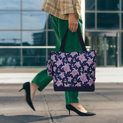 Image of NGIL Medium Top Zipper Closure Canvas Tote Bag with Attached Matching Coin Purse For Moms and Nurses