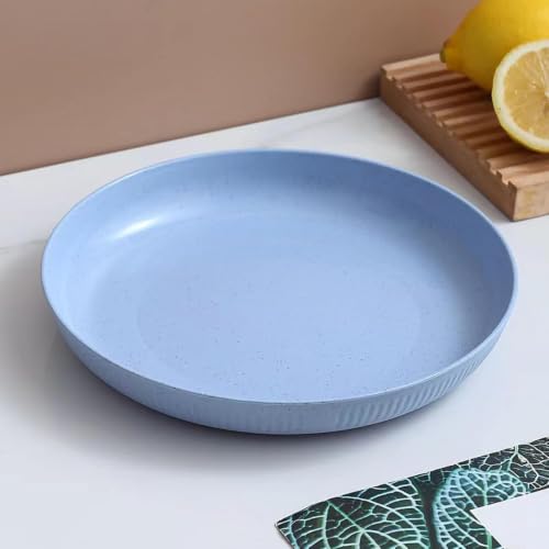 Image of Wheat Straw Dinner Plate Set, Eco-Friendly Dinner Set Round Serving Plate, Dishwasher & Microwave Safe - Perfect for Dinner Dishes Deep Plates Easy to Clean (Multi - 4pcs, Medium)