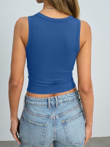 Image of Eachyes Womens Ribbed Crop Tank Tops High Neck Sleeveless Slim Fit Shirts Summer Casual Y2k Going Out Clothes 2026
