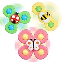 Ainiv Saugnapfer Drehspielzeug, 3 Stück Saugnapf Spinner Toys, Finger Hand Spinner, Cartoon Badespielzeug Wasserspielzeug, Sensorisches Sensorik Spielzeug für Baby, Fidget Toys Geschenke für 1-6 Jahre