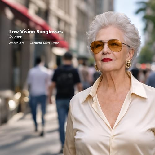 Image of NoIR Blue Blocker Low Vision Sunglasses, Lightweight Glasses with Full UV Protection for Macular Degeneration, Corneal Pathology, Retinitis Pigmentosa and Diabetic Retinopathy, 01 57