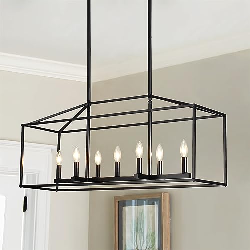 KOSTOMO Dining Room Chandelier,7 Light Kitchen Island Light Modern Farmhouse