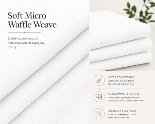 Dainty Home Hotel Style Waffle Weave Shower Curtain, Textured Fabric Shower Curtain, Water Resistant Polyester with Stitched Hook Holes, Machine Washable Bathroom Curtain, 72 x 70 Inch by Dainty Home - Used condition - Image 2