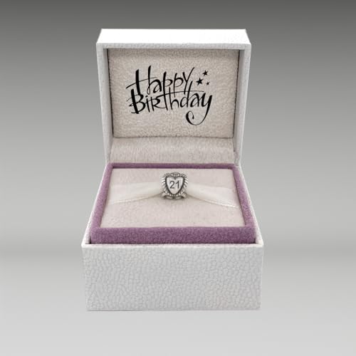 Abalorio de plata de ley 925 con triple corazón para pulseras Pandora de 21 cumpleaños 2