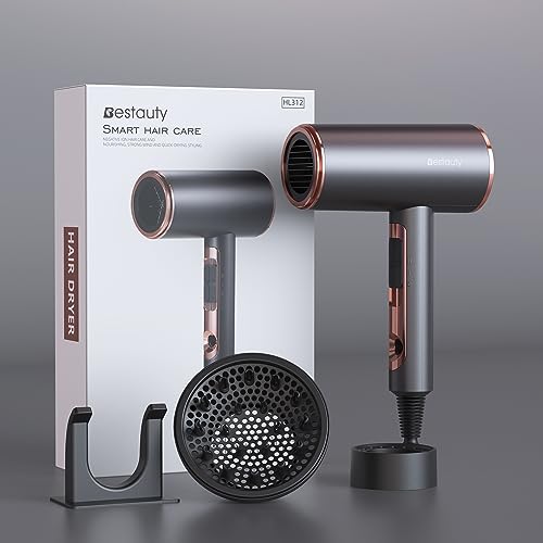 Bestauty 2000W Phon Capelli Professionale, Phon da Viaggio con Diffusore, Diffusore Universale Capelli, Asciugacapelli Ionico per Famiglia, Salone di Capelli, Viaggi,Oro