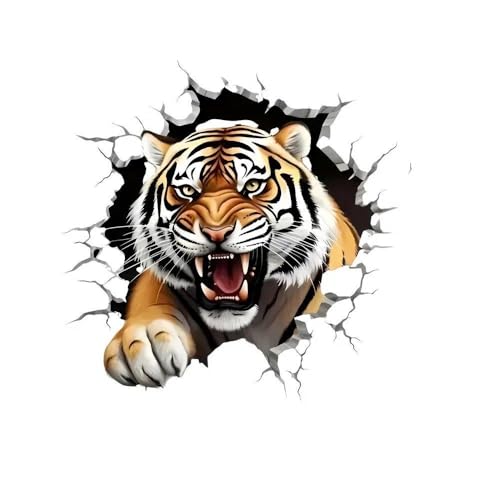 Autocollant en Vinyle Imperméable Tigre Break The Wall 15x15cm pour Voiture