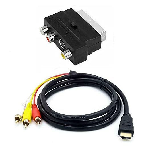 RCA HD-kabeluppsättning Stabil signalöverföring 1,5 m HDMI-kompatibel till 3RCA-kabel med Scart till 3 RCA S-Video-ljudadapter