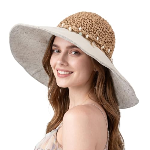 Sombrero de playa plegable para mujer con protección UPF 50+