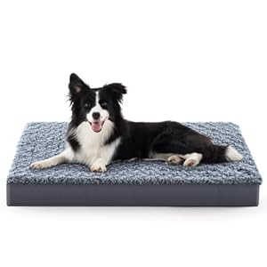 JOEJOY Orthopedic Dog Bed for Extra Large Medium Dogs, Big Egg-Crate Foam Dog Bed with Removable Waterproof Cover, Soft Rose Plush Pet Bed Mat with Non-Slip Bottom, Machine Washable (36″x27″x3″)
