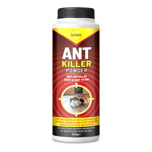 Quebec Ant Killer Powder 500g Powerful Crawling Insect Killer Dust Kills Ants Cockroaches Woodlice & Earwigs Indoor & Outdoor Pest Control