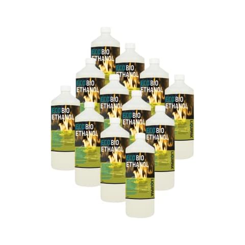 Liquipak Eco Bioethanol 12x1L | Premium Bioethanol Fuel - Bio Ethanol Liquid Fuel for Fire Pits, Fireplaces | High Purity Burning - Indoor & Outdoor 12x1L Cover