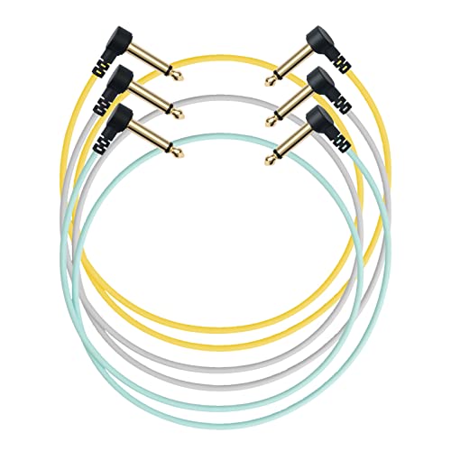 MyVolts Candycords Pedal to Pedal Patch Audio Cables Sunset at The Lake 3-Pack, Flat Angled Large Mono Jack to Flat Angled Large Mono Jack, 13.75'', 3 Cables