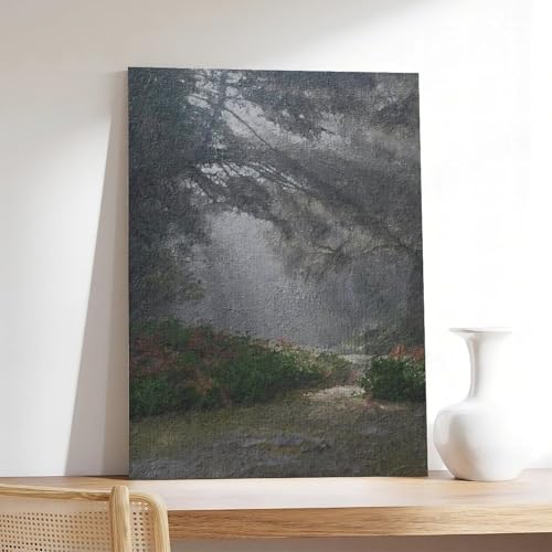 Impression sur toile forêt neutre paysage rustique déco murale 40x60 - 7