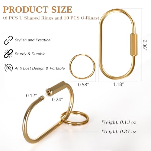 Image of Muitcdo Brass Key Rings Bulk, Key Chain Organizer Holder for Men Women with Secure Screw Locking