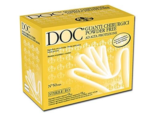 GIMA DOC - Guantes Quirúrgicos Desechables de Látex Puro, sin Polvo, Estériles (ETO), Alta Protección, DM clase II, EPI categoría riesgo III, Tamaño 7.5, Dispensador 50 pares Anatómicos