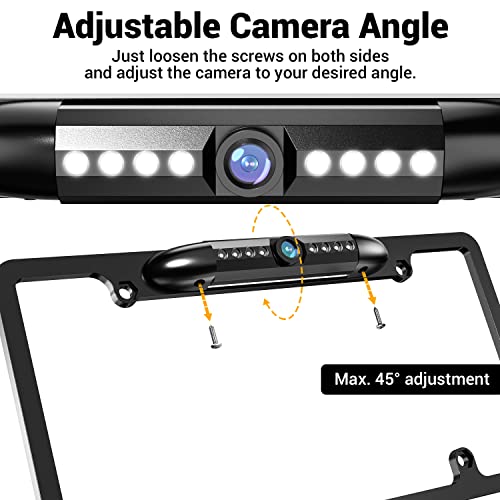 Backup Camera License Plate Frame, Esky 720P Hd Rear View Back Up Camera With 170° Viewing Angle & 8 Bright Leds, Universal Waterproof Night Vision Vehicle Reversing Camera For Car Truck Suv Van #TOP4