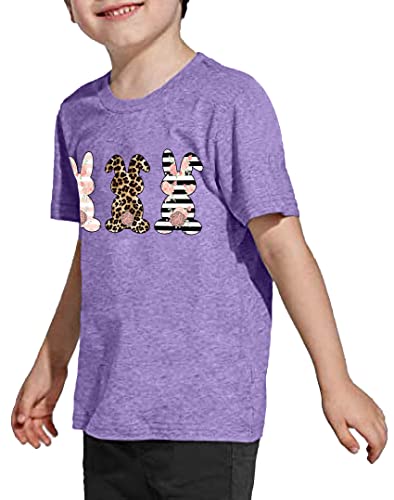 Image of LAZYCHILD Kids Easter Shirt Girls Happy Easter Shirts Rabbit Graphic Long Sleeve Striped Tee Tops 5-14 Years