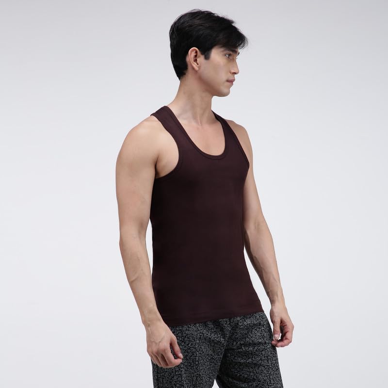Image of Amul Comfy Men's Cotton Vest | Round Neck Sleeveless | Seamless Body for Superior Comfort | Ultra-Soft Hand Feel | 100% Pure Cotton Innerwear | Color May Vary