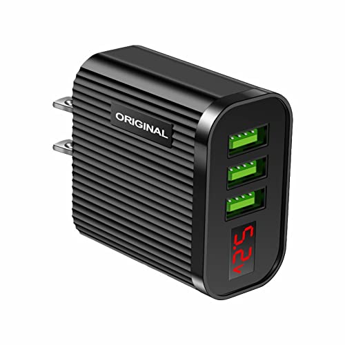 Chargeur Démarreur Batterie Poids Lourd 3USB 3.1A Smartphone chargeur d'affichage numérique support mural chargeur rapide de téléphone portable portable Petit Chargeur De Batterie (Black, One Size)