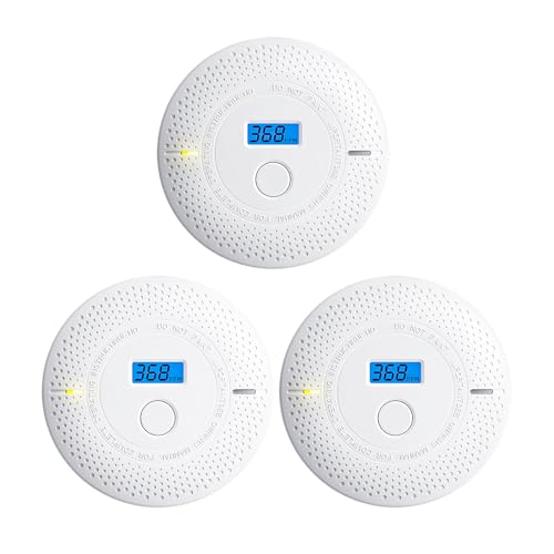 Smoke and Carbon Monoxide Detector, 2 in 1 Smoke Detector, LED Warning Light Indicators, 10 Year Battery (White), 3 Pack