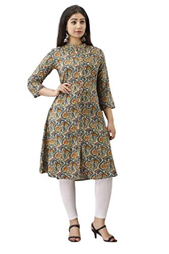 Buy Bae's Wardrobe BEFINEL Rayon Printed A Line Kurti - Daily Work Wear  Kurta for Women u0026 Girls - Medium (38) - Multicolor at Amazon.in