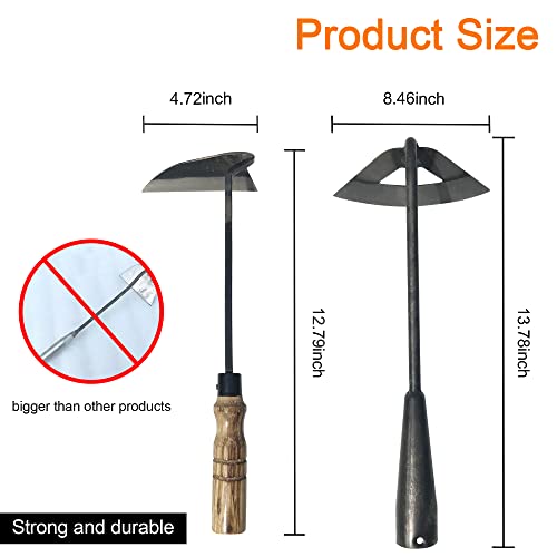 Zimchado Pack Of Weeding Tool Hollow Hoe And Japanese Sickle Garden Tool And A Pair Of Professional Gardening Gloves - Heavy Duty Very Sharp Gardening Hand Tools For Landscaping - Nejiri Gama Hoe #TOP2