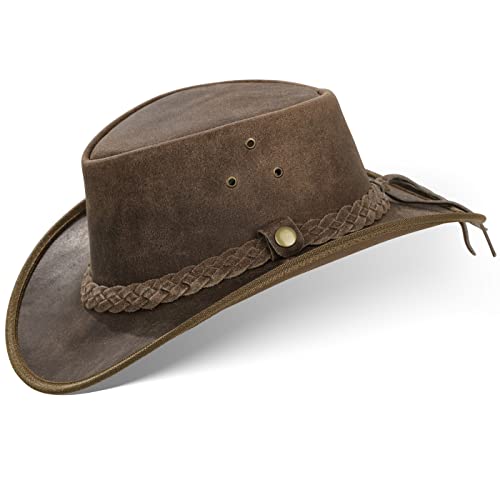 Black Forest Fox® Texas Western Reiten Cowboy Leder Hut (Vintage-Brown, M) Cover