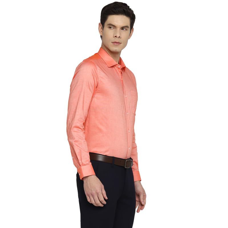 Image of Turtle Men 100% Cotton Slim Fit Lemon Solid Formal Shirt