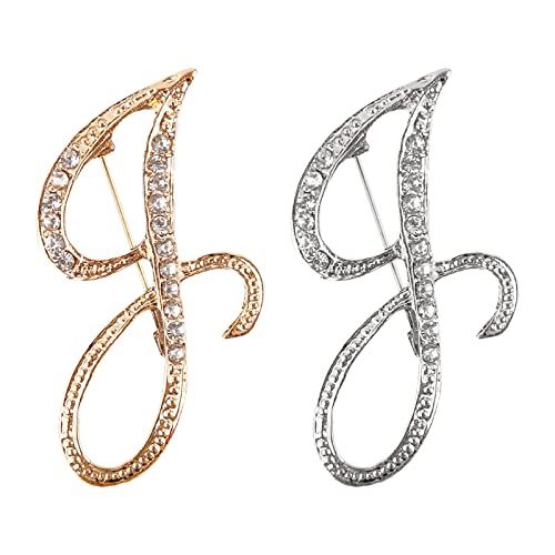 Image of Letter Brooch Pins, Alloy Lapel Pin Gold and Silver for Women, Girls, Men