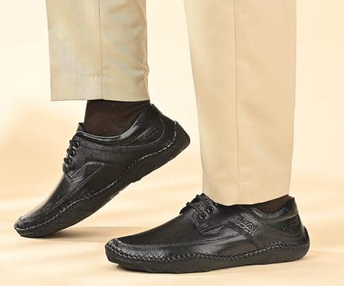 Image of LOUIS STITCH Genuine Leather Formal Shoes for Men | Ultra Lightweight and Flexible Rubber Sole Men's Formal Derby Shoes | Formal Lace Up Derby Shoes for Men | LSAXPL |