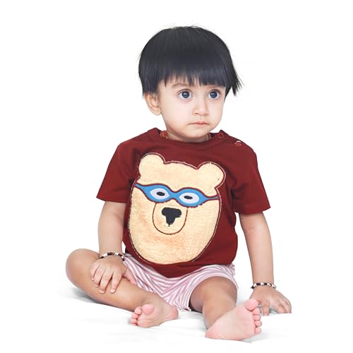 Image of ARIEL Baby Boys & Baby girls Cotton Printed Round Neck Half Sleeve T-shirt & Short Summer Clothing Sets