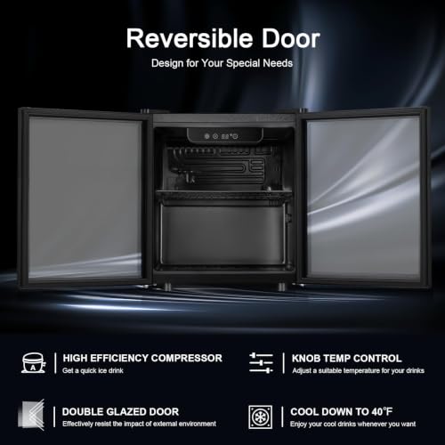 Image of Antarctic Star Mini Fridge 12 Bottle 48 Can Beverage Refrigerator Cooler-with Glass Door for Beer Soda Drinks or Wine,Freestanding Beverage Fridge for Home and Bar,1.3 Cu. Ft.