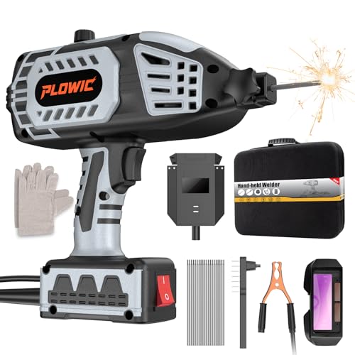 PLOWIC Portable Welding Machine, Handheld Welder 110V with IGBT Inverter 5 Variable Current Adjustment, ARC Stick Welder Gun for 1/16'-1/8' Rods, Home Use, DIY Work – Carring Case &20 Rods Included