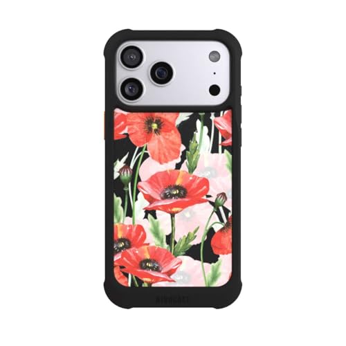 Coque iPhone 17 Pro Max MagSafe antichoc NIVOmax - Protection robuste aux fleurs de coquelicot