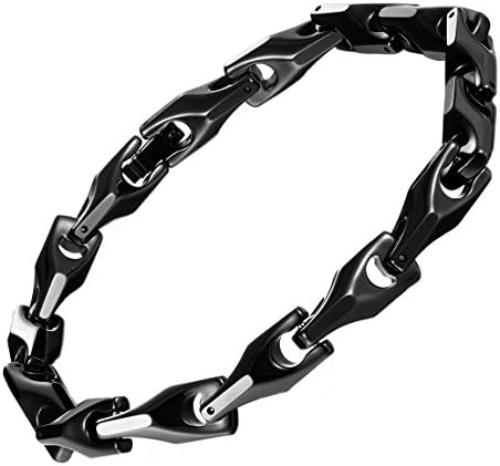 Urban Jewelry Men’s Wheat Link Bracelet Collection – Tungsten Carbide Base, 3-Sided Links, 8.3 Inch, Black, Silver & 24K Gold Plated Variations, Scratch-Resistant, Gift Box