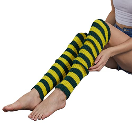 Women Winter Ribbed Knit Leg Warmers Rainbow Colorful Boot Cuffs Ballet Dance Long Socks 80s Costume