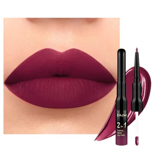 Image of evpct 1Pcs Dark Plum Purple Matte Lip Liner and Liquid Lipstick Stain Makeup Set for women, Plum Red Long Lasting Smudge Proof Lipstick labiales matte mate larga duracion listip 24 hours originales,18