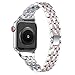 Mtozon Bling Bands Compatible with Apple Watch Series 8/7/6/5/4/3/2/1 41mm/40mm/38mm iwatch Slim Bands for Women, Metal Dressy Bracelet Luxurious Wristband, Silver with Rose Gold