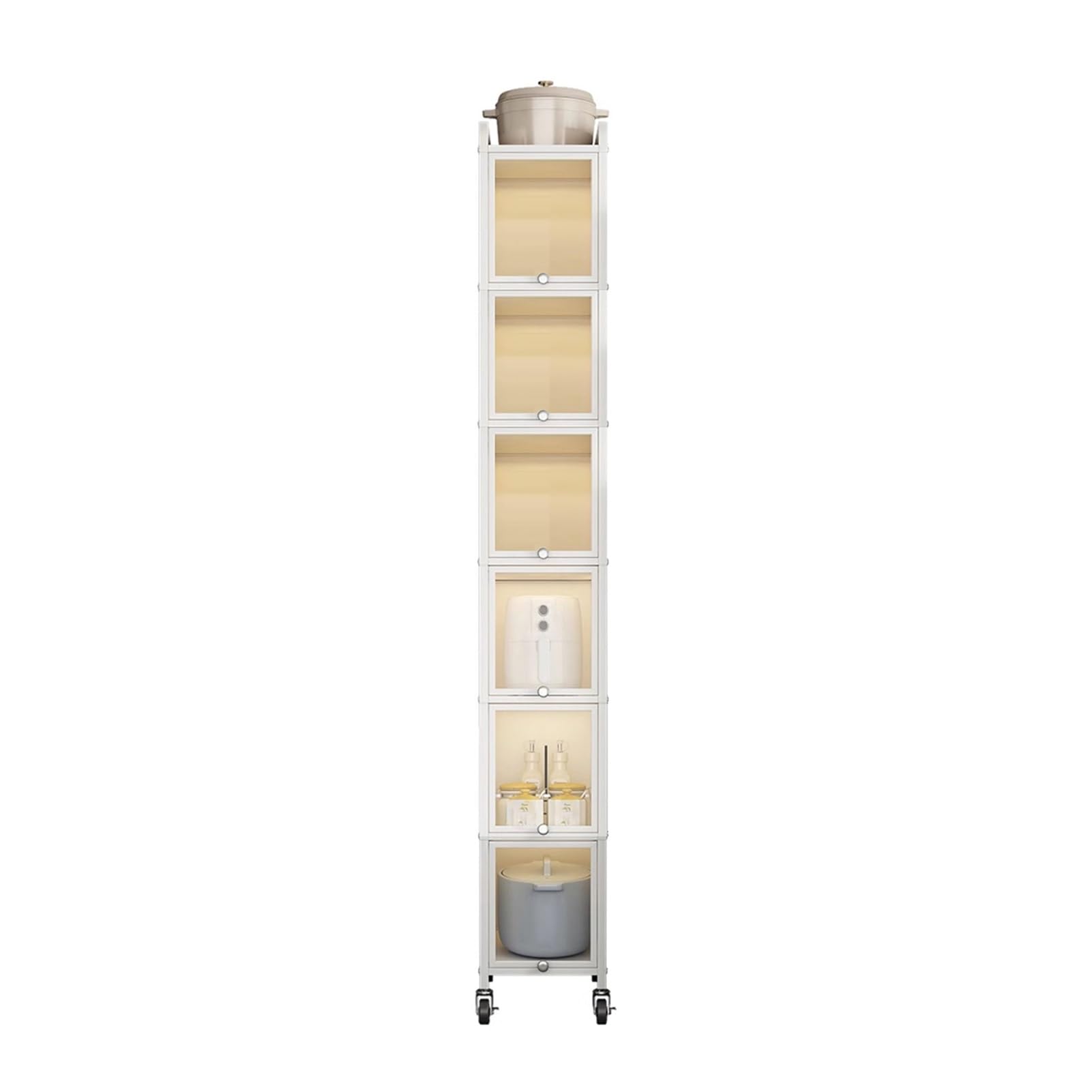 Flip-top Slim Storage Cart,Bathroom Organizer Cabinet,Narrow Gap Cart with Universal Wheels,for Bathroom Small Corner Narrow Places(7 tiers-30x40x216cm)