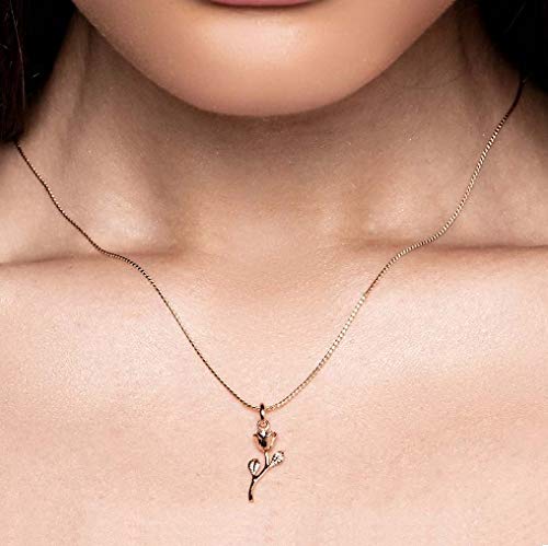 Colar Rommanel Banhado A Ouro 18k Pingente Flor Rosa 50 Cm Não Se -531643