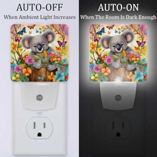Lámpara de noche LED Koala Flowers Butterflies 7.6x7.6 cm miniatura 2