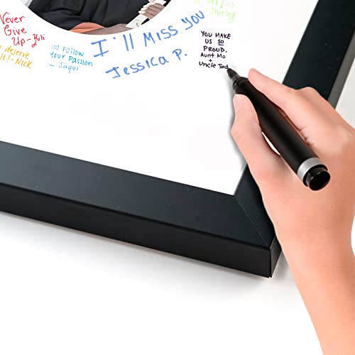 20X20 Square Black Autograph & Signature Picture Frame With Black Circle Opening Photo Mat For 8X8 Pictures Wooden Picture Frames - Birthday, Baby Shower, Memorial Signing Board, Matted Frame #TOP3