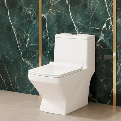 Image of KrissKross Western Floor Mounted One-Piece Water Closet Ceramic Western Toilet /Commode for Toilet with Soft Close Seat Cover For Lavatory, Toilets S-Trap Outlet Is From Floor,White